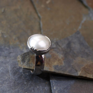 prsten, perla, říční perla, velká perla,z chirurgické oceli,david vasek, malka,